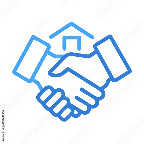 Real estate deal handshake agreement partnership home buying selling property investment success icon 100 on transparent background