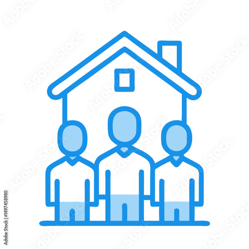 House community people group family real estate home ownership property investment residential living icon vector on transparent background