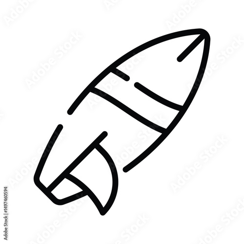 An outline style icon showing a beach surfboard