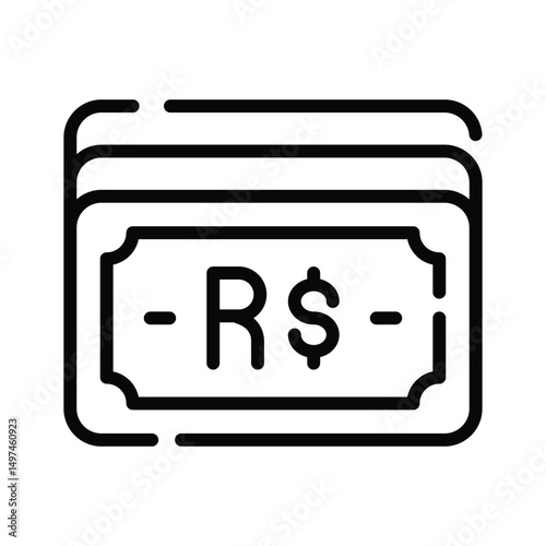 Brazilian dollar icon creatively designed in outline style
