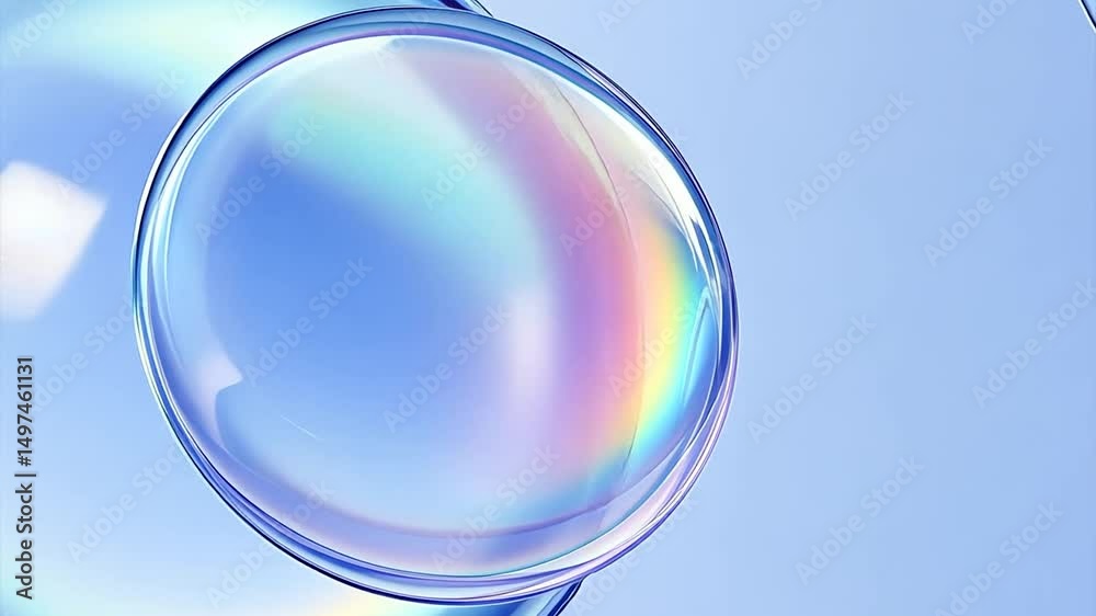 Abstract blue bubbles float; pastel background; website banner