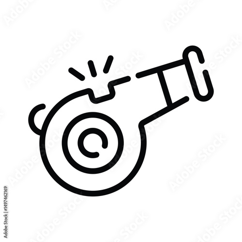 Solid style icon denoting a carnival whistle, easy to edit
