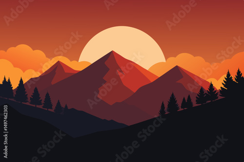 sunset in mountains