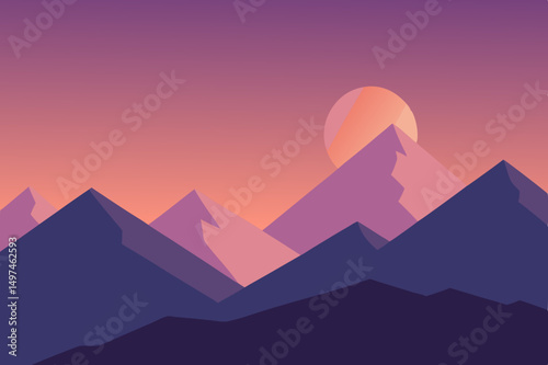 sunset in mountains