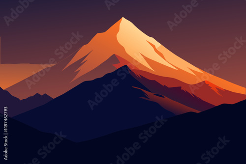 mountain landscape with sunset