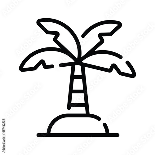 Visually appealing linear icon showing a palm tree