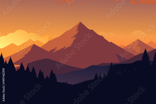 sunset in mountains