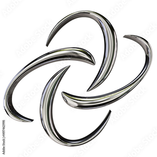 Chrome Abstract Spiral – 3D Render on Transparent Background