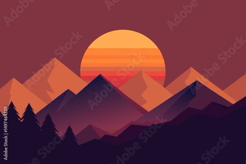 sunset over mountains
