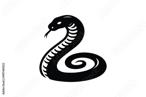 simple and unobtrusive cobra snake vector silhouette illustration isolated in white background