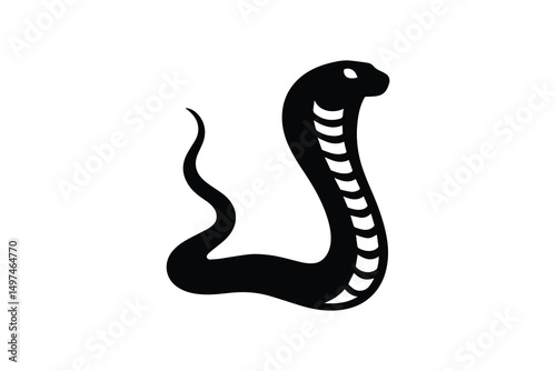 simple and unobtrusive cobra snake vector silhouette illustration isolated in white background