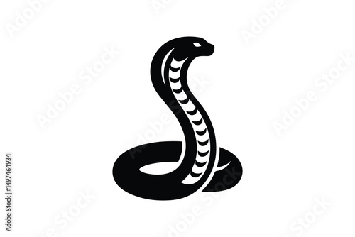 simple and unobtrusive cobra snake vector silhouette illustration isolated in white background