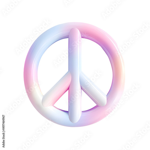 A serene and calming pastel 3D of the iconic peace symbol featuring gentle highlights and soft shading for a minimalist modern and visually appealing design