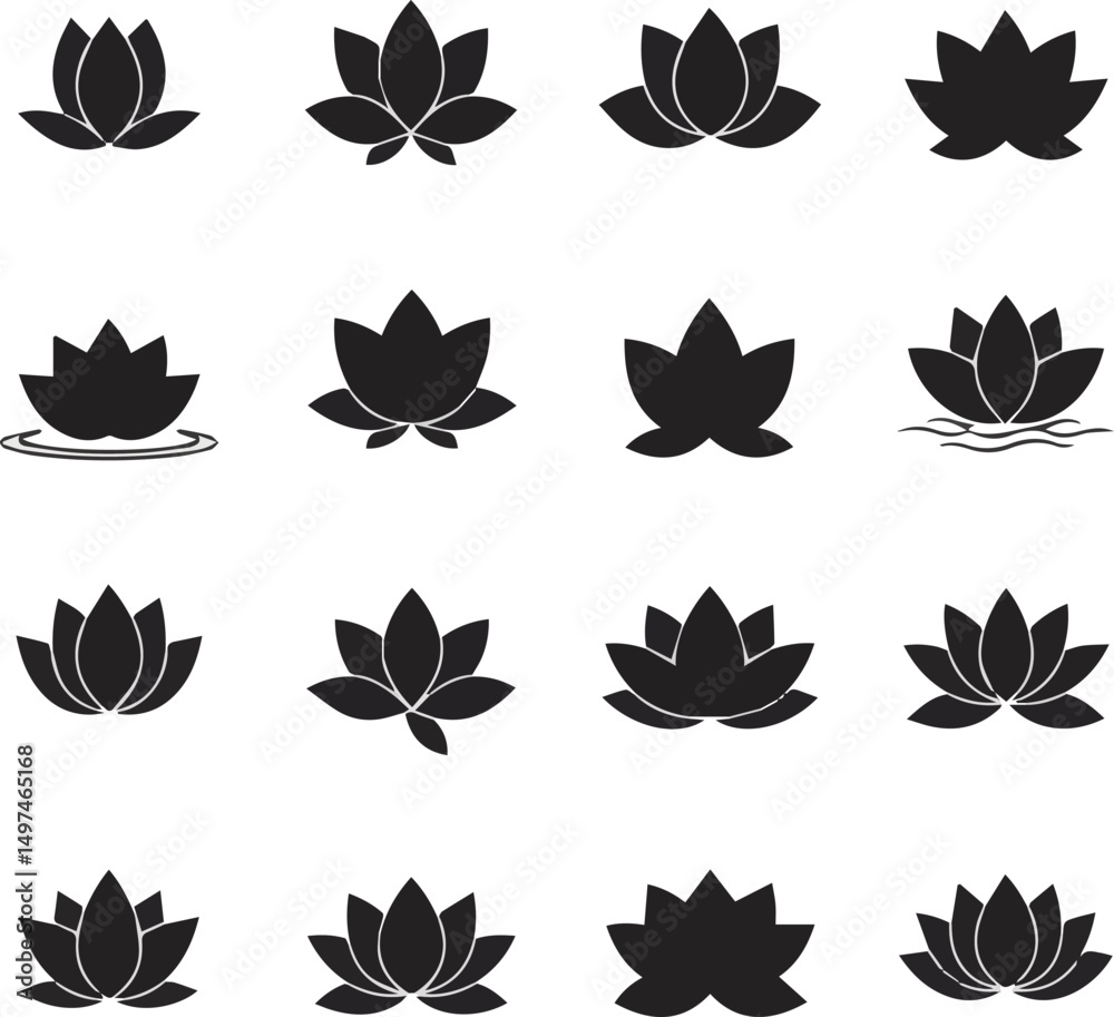Fototapeta premium Create a kinds of Lotus flower vector art with white background