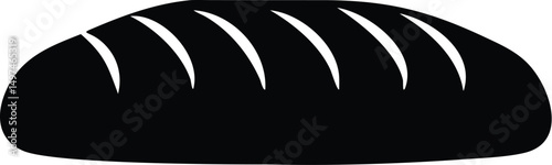 Black loaf silhouette displays a baked bread object on a white background