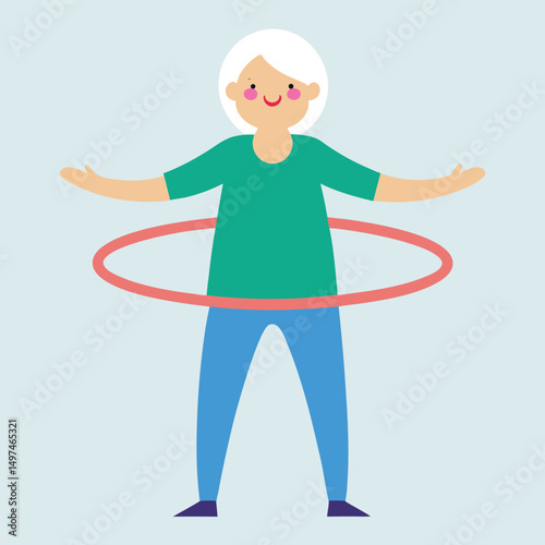 Senior Woman Enjoying Hula Hooping