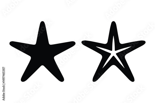 simple and unobtrusive star fish vector silhouette illustration isolated in white background