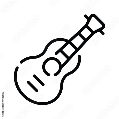 Modern linear icon of guitar for entertainment