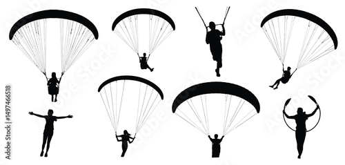 Silhouette Collection Paragliding Extreme Sports Activities
