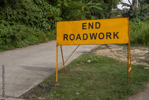 warning sign - End Road work