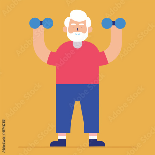 Senior exercising with dumbbells