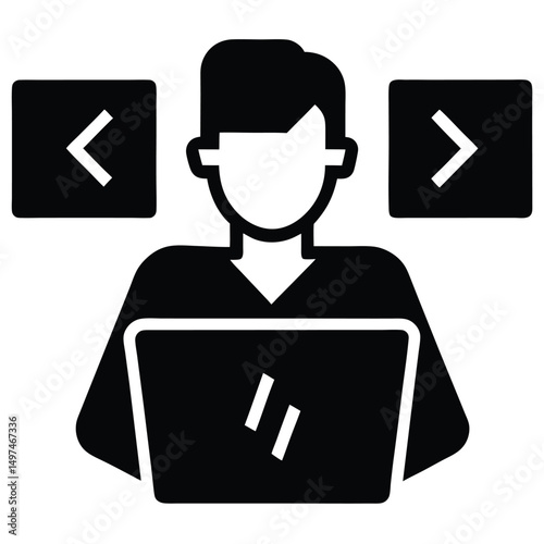 Software Developer element isolated coding symbols on white background