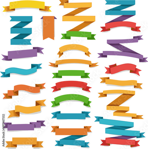 Create a kinds of Set of rainbows, banner, in different shape Isolated. Set Of Colorful Girly Decorative Elements Isolated with white background