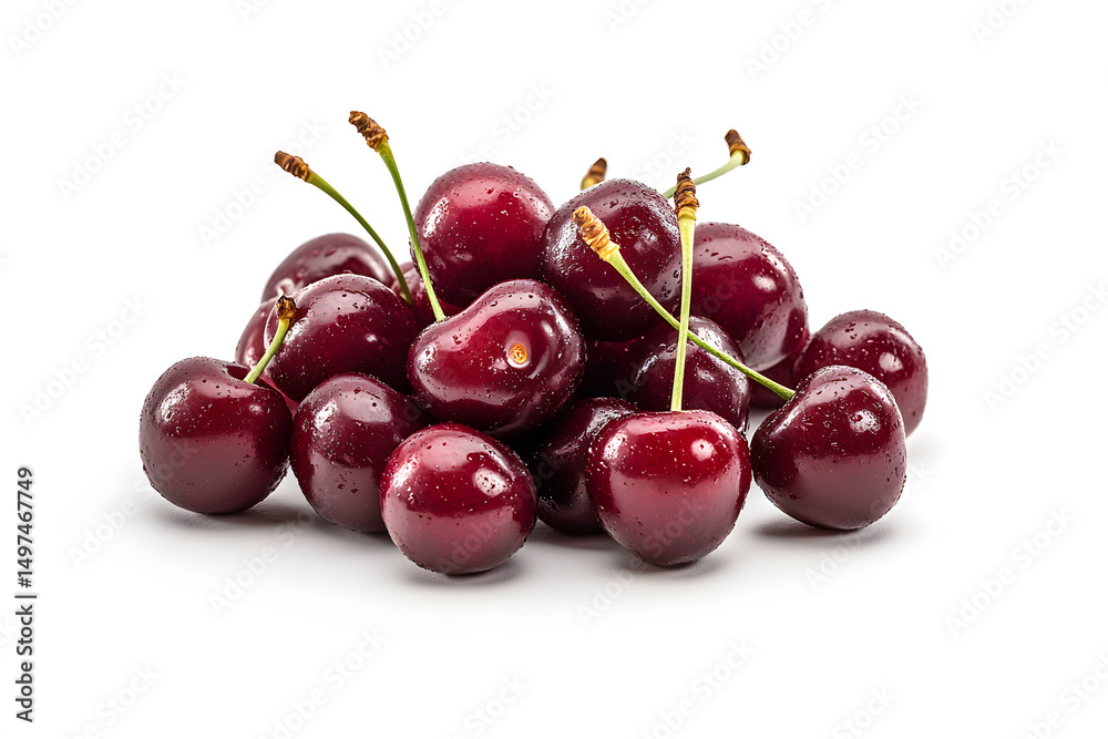 Fresh ripe cherries isolated on white background Fresh ripe cherries isolated on white background