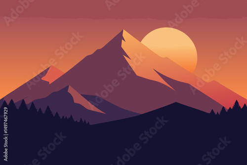 sunset in mountains