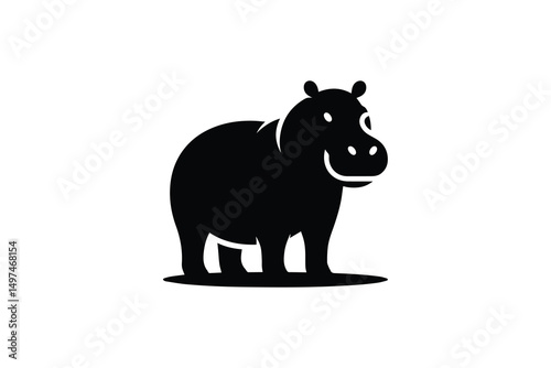 simple and unobtrusive Hippo vector silhouette illustration isolated in white background