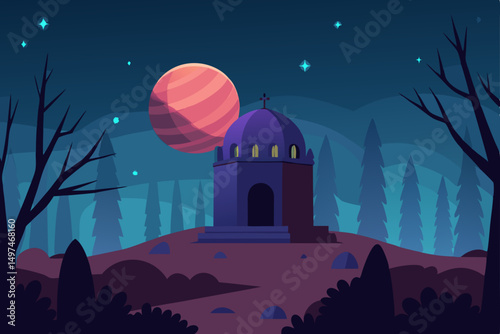 night landscape with moon