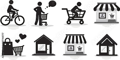 Create a kinds of man and women, chair  icon set vector design template. Isolated on with white background
