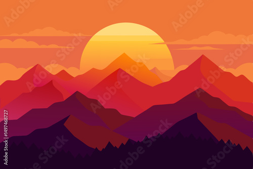 sunset in mountains