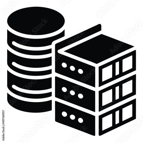 Software Developer element isolated database server on white background