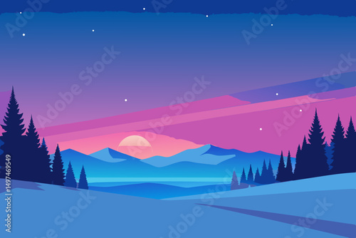 winter night landscape
