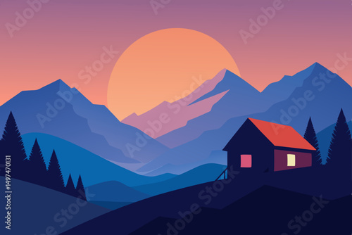 sunset in the mountains