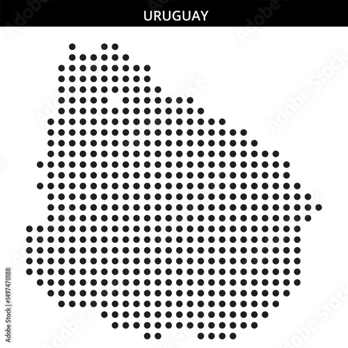 Map outline of Uruguay created with dots