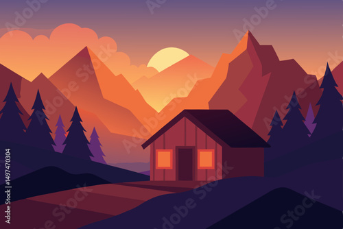 sunset in the mountains