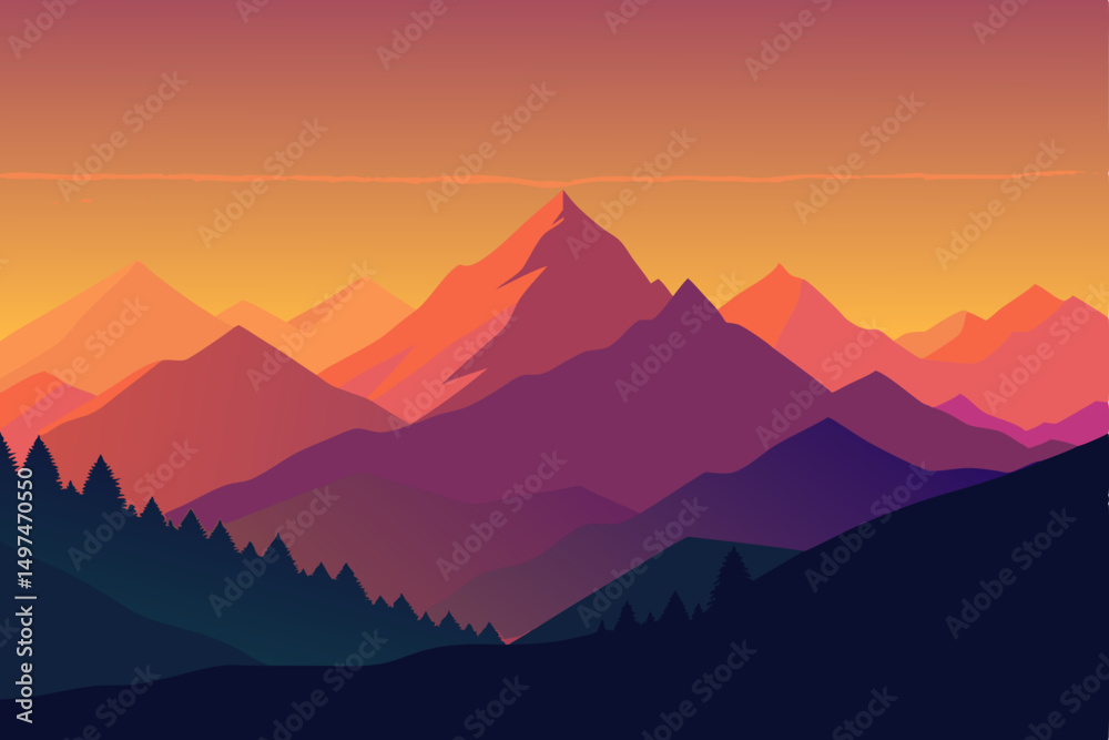 Fototapeta premium sunset in mountains
