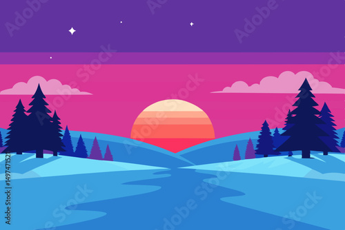 winter landscape with snow