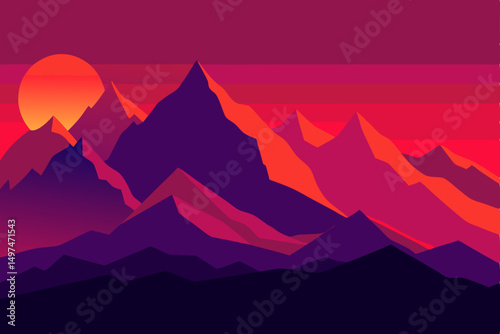 sunset in mountains