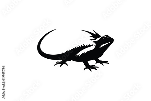 simple and unobtrusive Horned lizard vector silhouette illustration isolated in white background