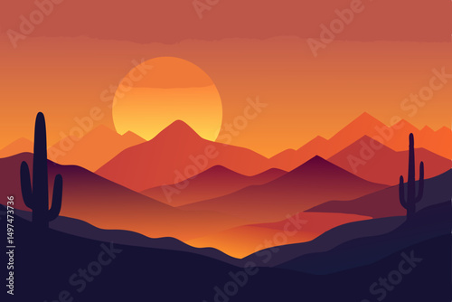 sunset in mountains