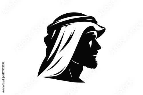 simple and unobtrusive Arabian man vector silhouette illustration isolated in white background