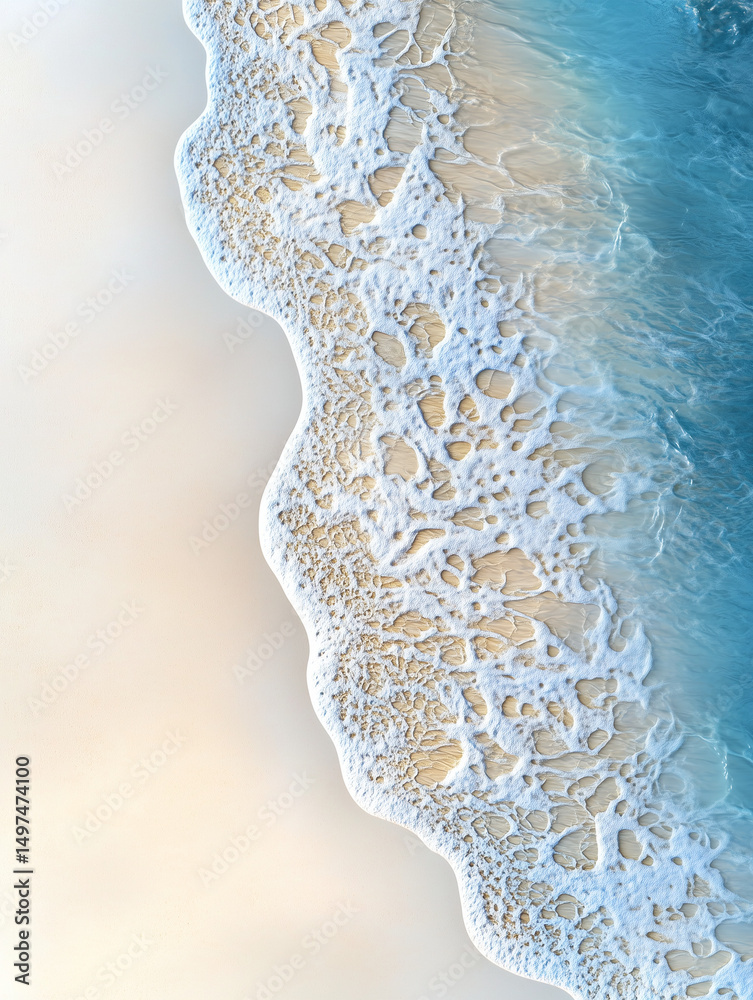 Naklejka premium Soft sea waves washing golden sand on tropical beach