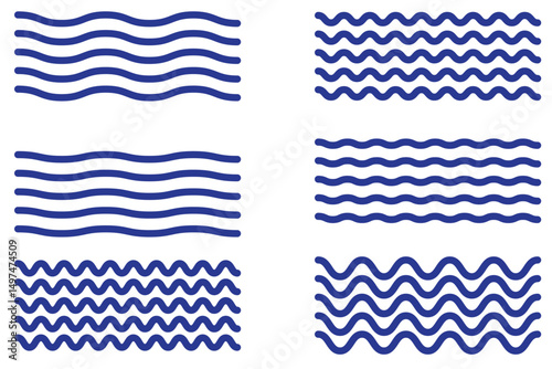 Set of wavy zigzag stroke lines pattern. Vector line border, wave ripple, zigzag, borders.