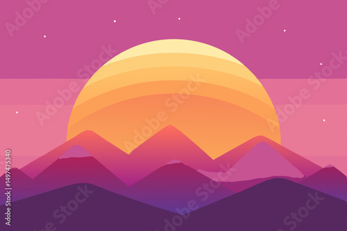 sunset in mountains