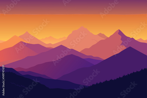 sunset in mountains