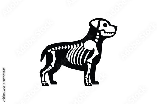 simple and unobtrusive dog skeleton vector silhouette illustration isolated in white background