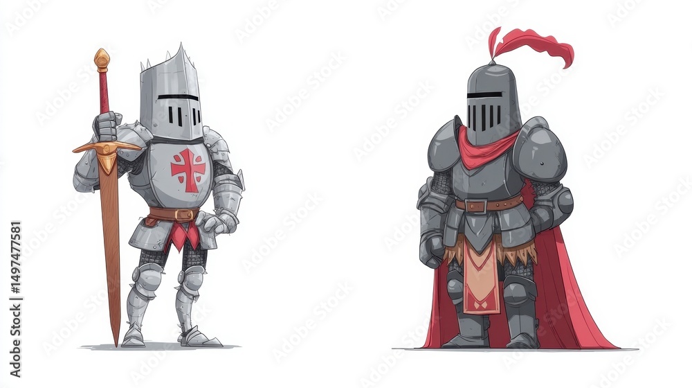 Fototapeta premium Heroic Knights in Classic Armor Designs